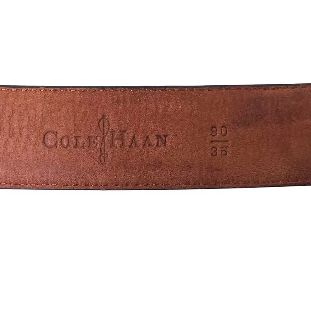 Cole Haan Leather Belt Brown with Silver Buckle Classic Americana Men's 36